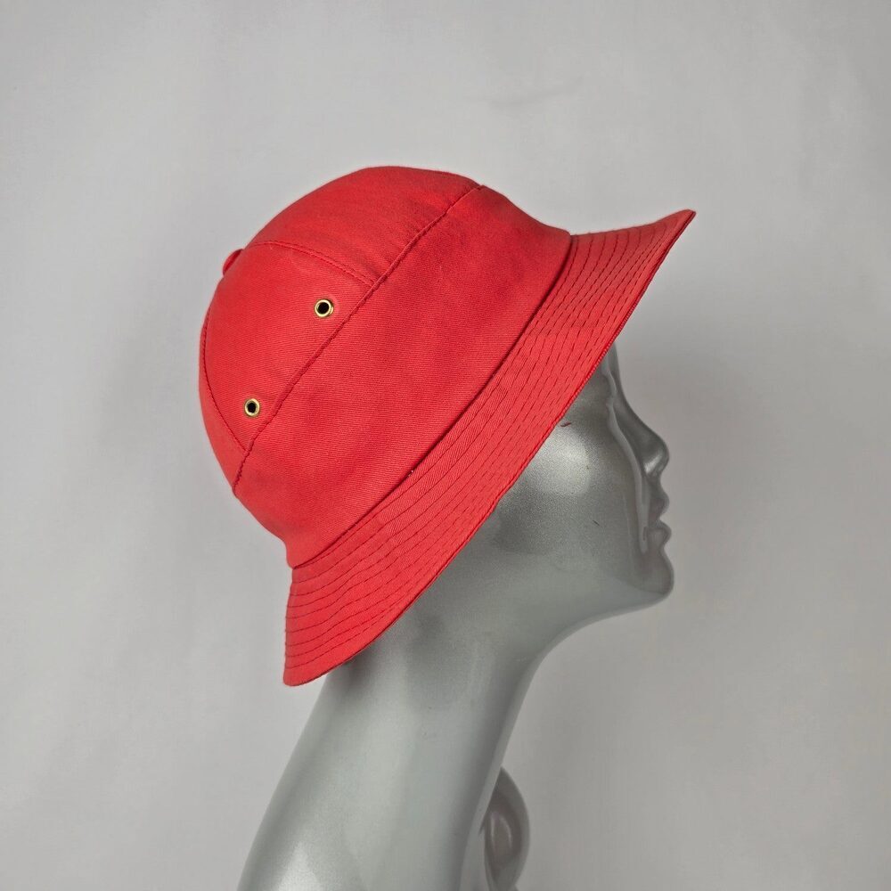 Vintage Red Cotton Hat Wide Brim Safari Style Statement Summer Hat